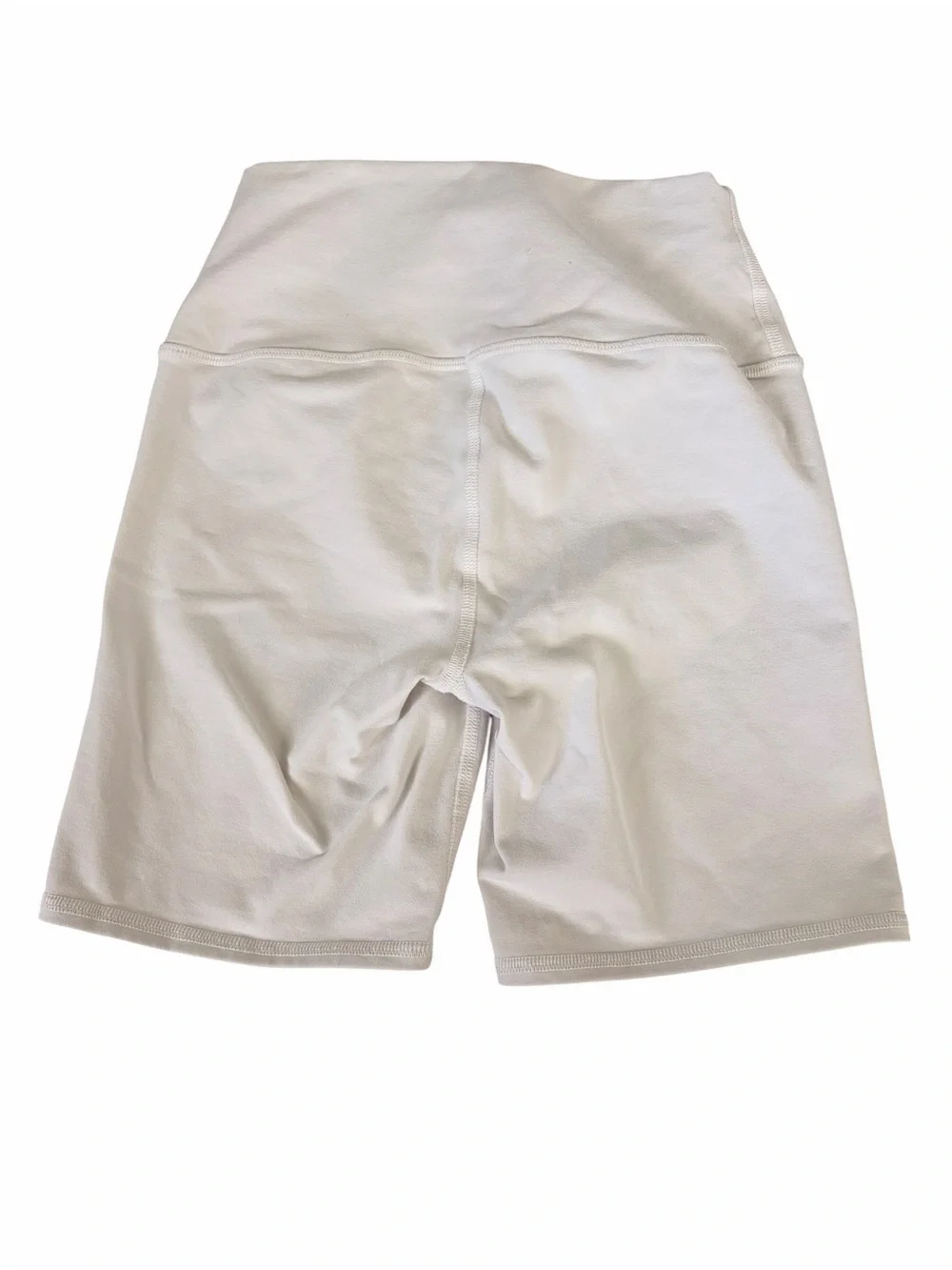 ALO Yoga Cream High-Waist Bike Shorts with Subtle Logo